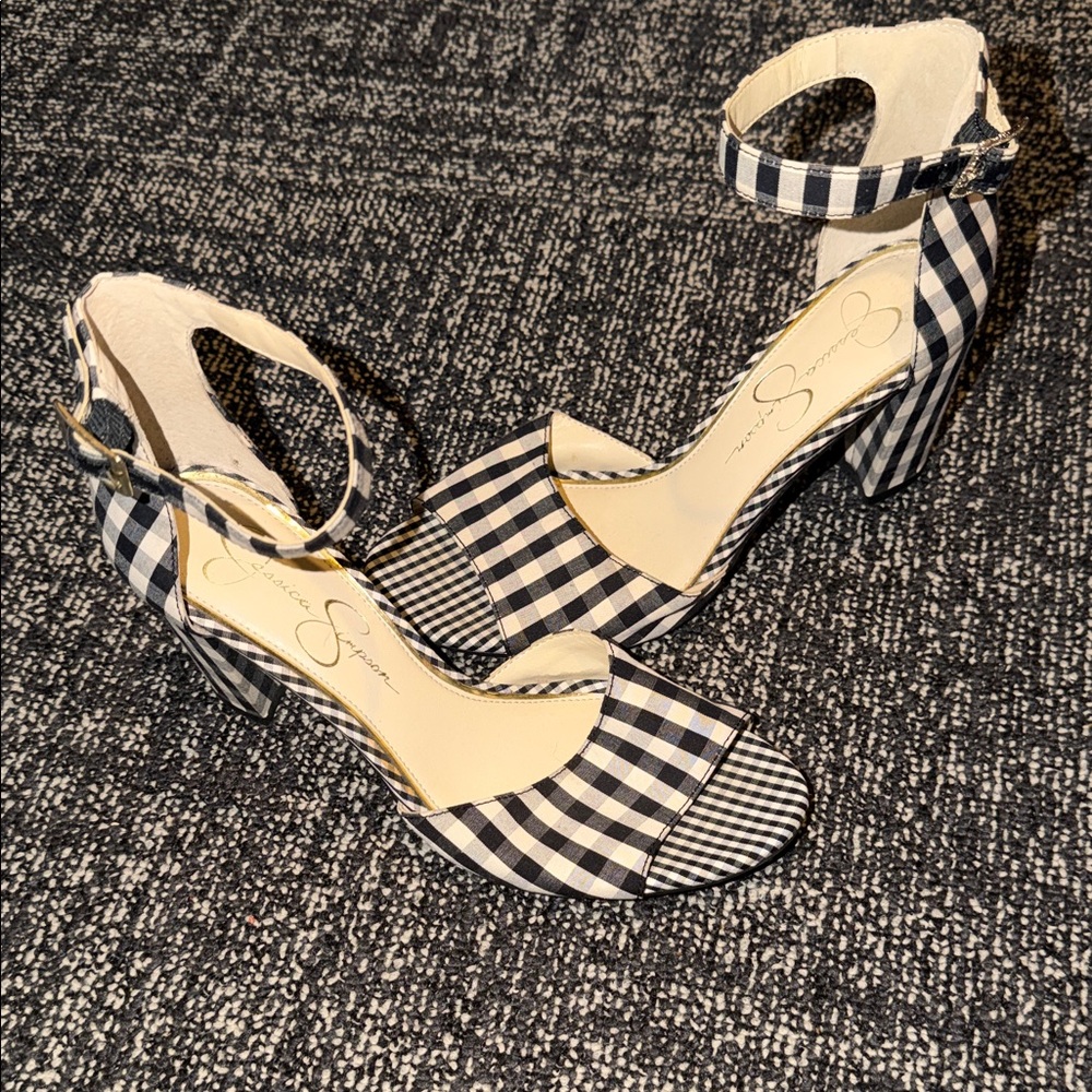 Jessica Simpson Black and White Checkered Women's Heels